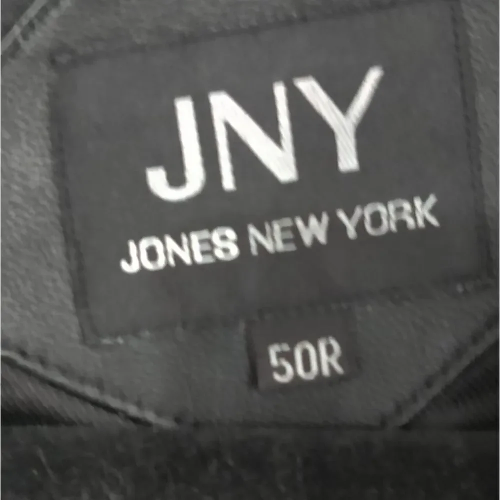 Jones New York Black Leather Jacket Blazer Suit Jacket Size 50R